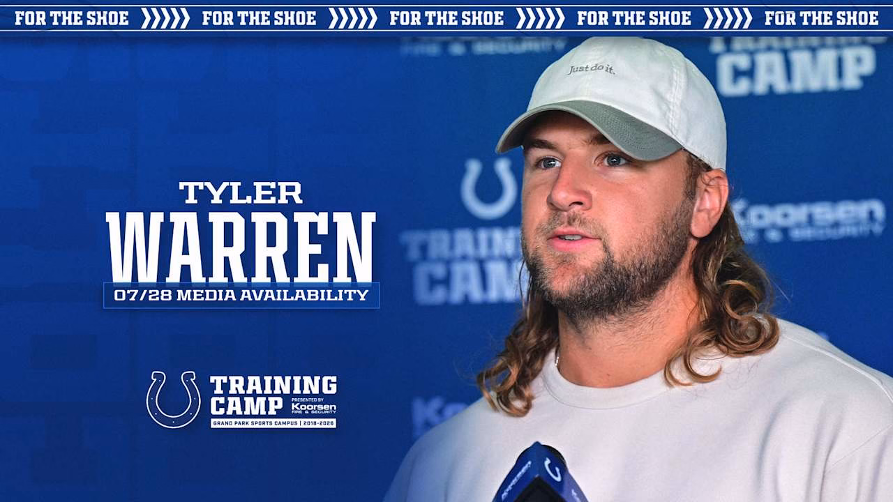 Indianapolis Colts tight end Tyler Warren in team gear